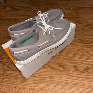 Timberland Gray Boat Shoes with Lace-Up Design